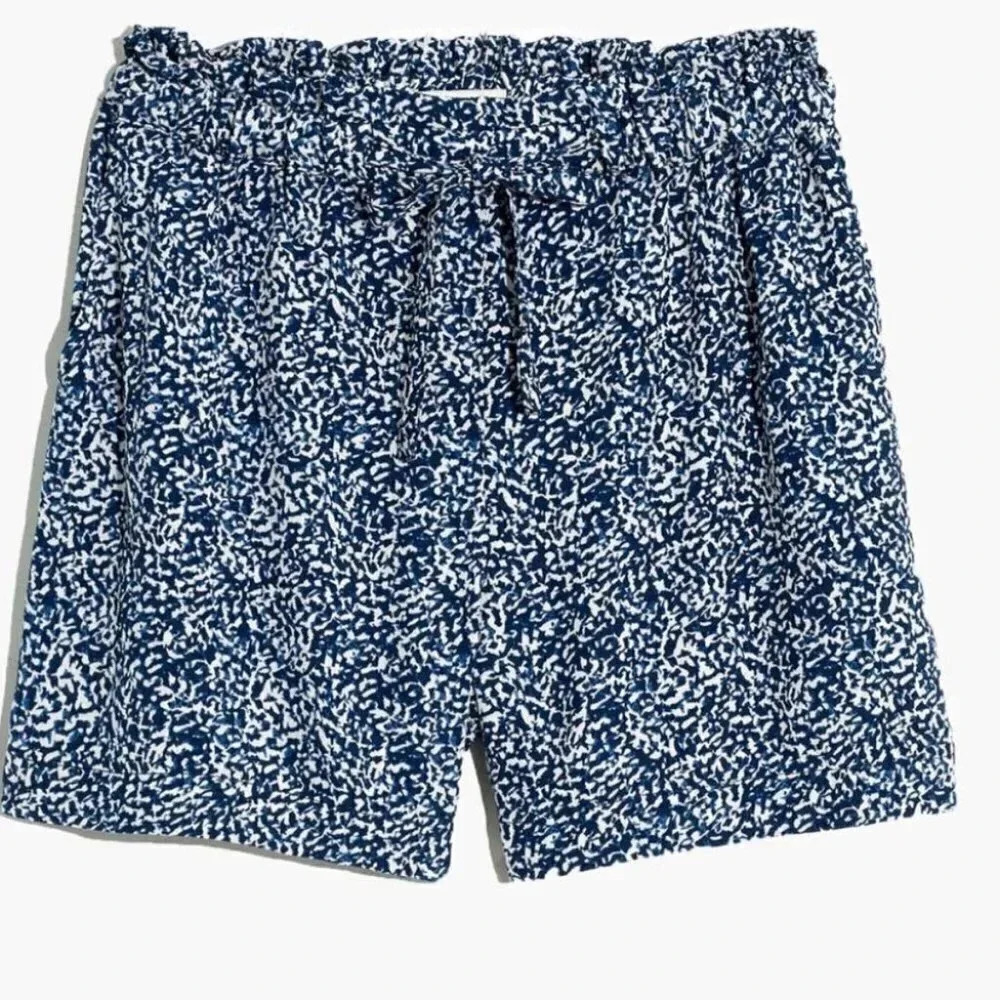 Madewell Bengali Indigo Abstract Tie- Front Shorts Size Small NWT